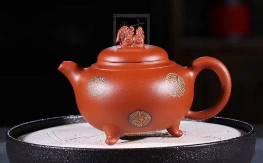《獅韻》紫砂壺全手工茶壺老師小紅泥，絞泥（段泥、紫泥、綠泥等）壺