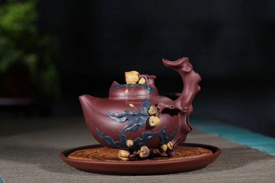 《多子多?！芬伺d紫砂壺高級工藝美術(shù)師純手工底槽青中壺茶具泡茶壺創(chuàng)新壺