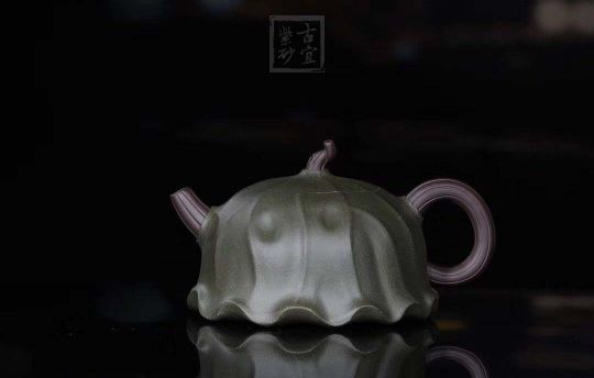 《荷葉》宜興名家紫砂壺工藝美術師手工民國綠，紫泥功夫茶具茶壺家用