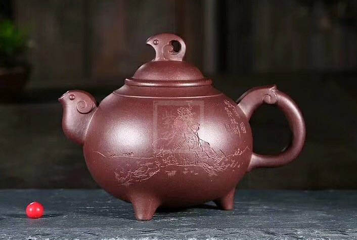 《三陽(yáng)開泰》宜興紫砂壺助理工藝美術(shù)師手工底槽青