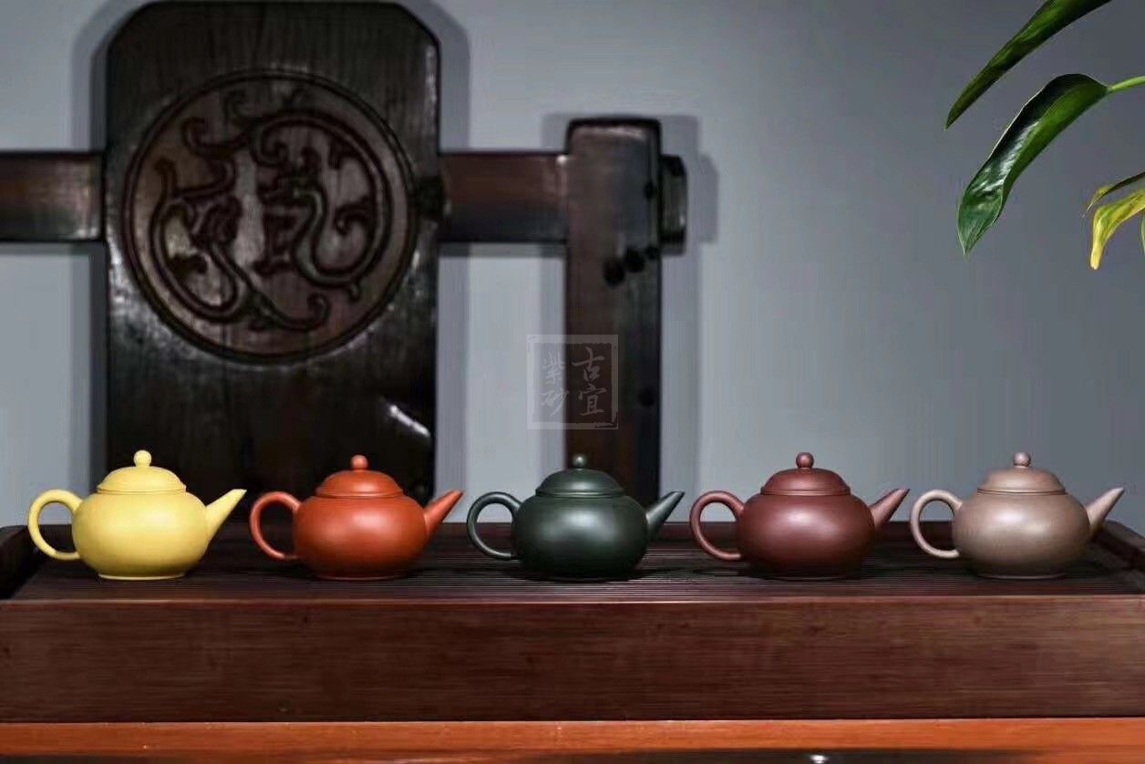 《五色土》綠泥，朱泥，紫泥，青灰泥，段泥純手工宜興紫砂壺茶具水平茶壺
